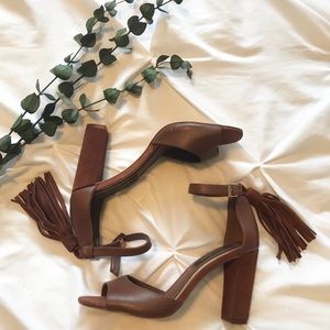 Suede fringe heels